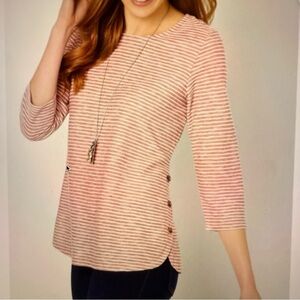 Christopher and banks striped ribbed pink top women’s 2X tunic 3/4 sleeve